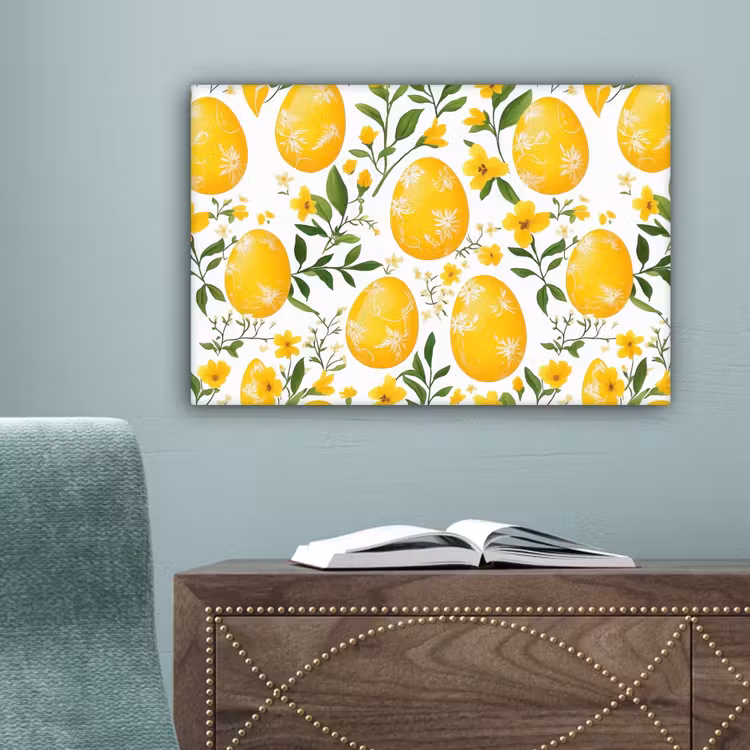 Bloemen - Paaseieren - Geel canvas 2cm klein -sfeer4