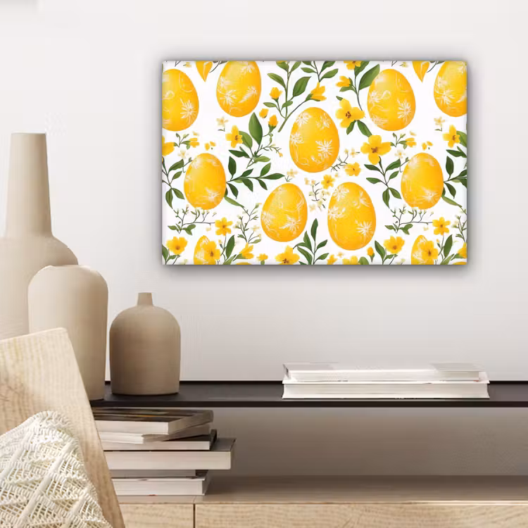 Bloemen - Paaseieren - Geel canvas 2cm klein -sfeer6