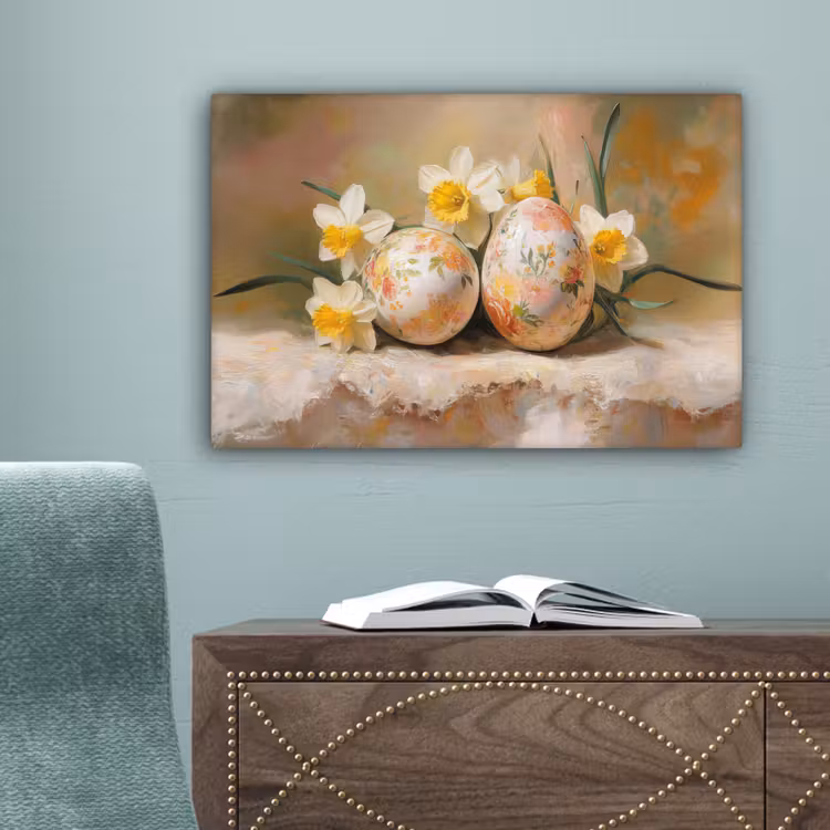 Bloemen - Eieren - Geschilderd canvas 2cm klein -sfeer4