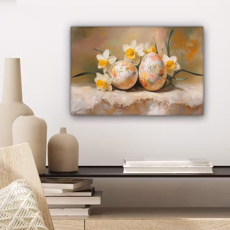 Bloemen - Eieren - Geschilderd canvas 2cm klein -sfeer6