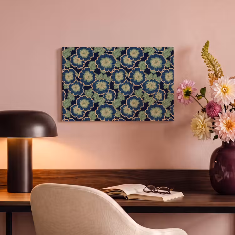Bloemen - Borduurwerk - Patroon - Blauw - Groen canvas 2cm klein 34 -sfeer4