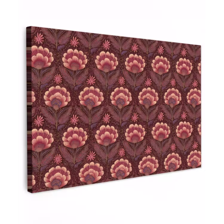 Bloemen - Waaier - Paars canvas 2cm klein 34 -z3d