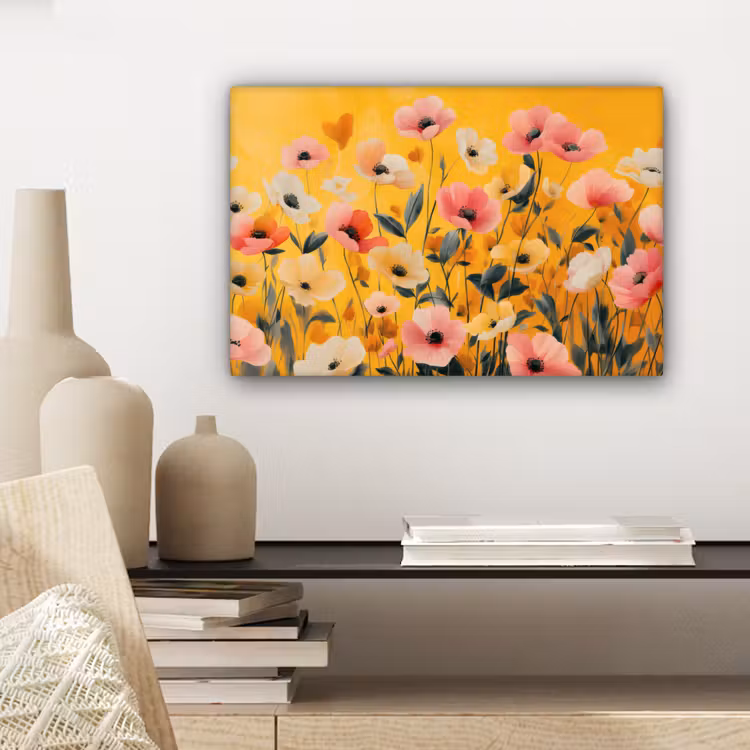 Bloemen - Veld - Geel canvas 2cm klein -sfeer6