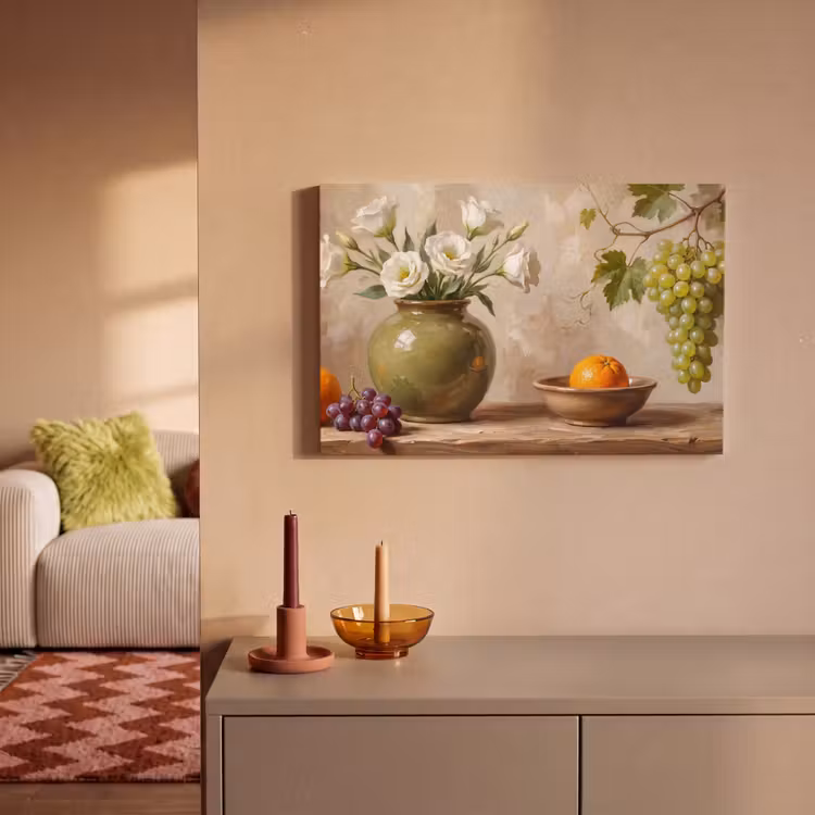 Canvas Print - Flowers - Fruit - Still Life - Bloemen - Fruit - Stilleven canvas 2cm klein
