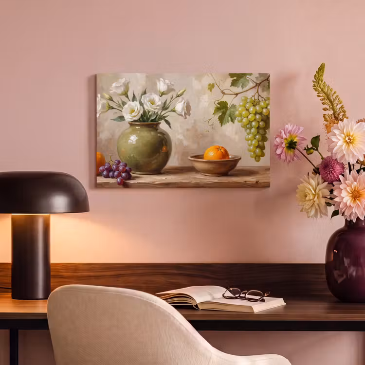 Canvas Print - Flowers - Fruit - Still Life - Bloemen - Fruit - Stilleven canvas 2cm klein