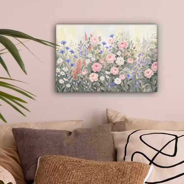 Bloemen - Tuin - Natuur - Kleurrijk canvas 2cm klein -sfeer1
