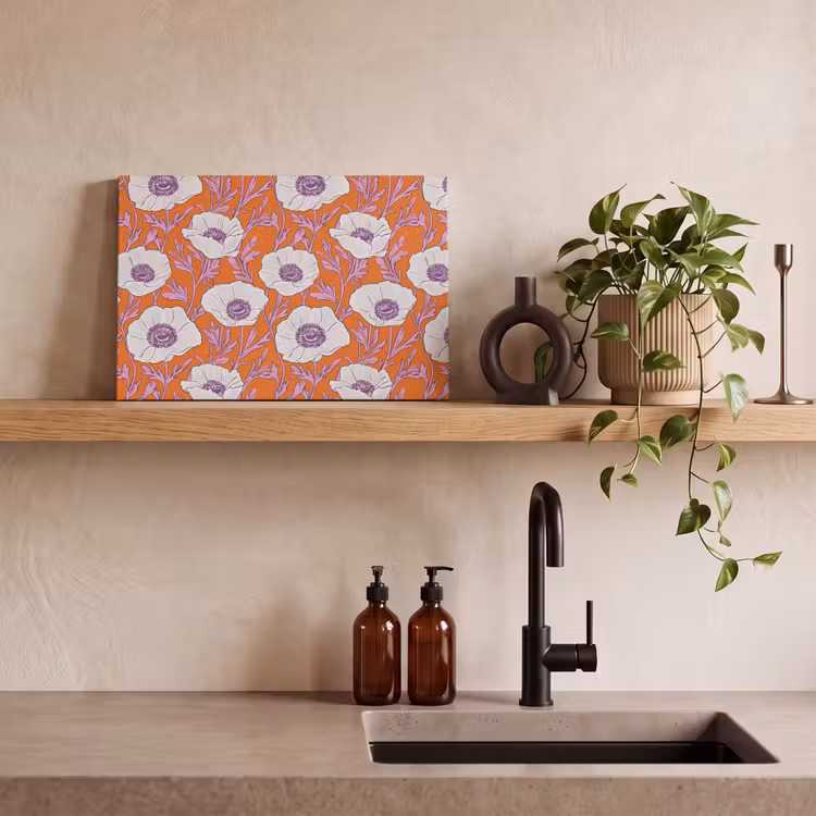 Bloemen - Grafisch - Oranje canvas 2cm klein 34 -sfeer3