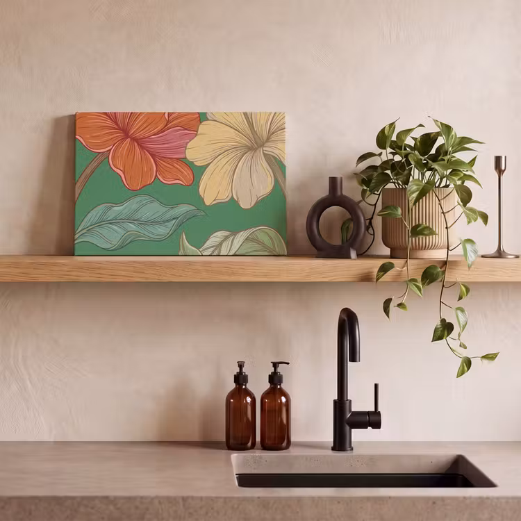 Canvas Print - Flowers - Greenery - Illustration - Bloemen - Groen - Illustratie canvas 2cm klein