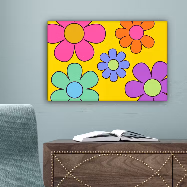 Bloemen - Illustratie - Kleurrijk canvas 2cm klein -sfeer4