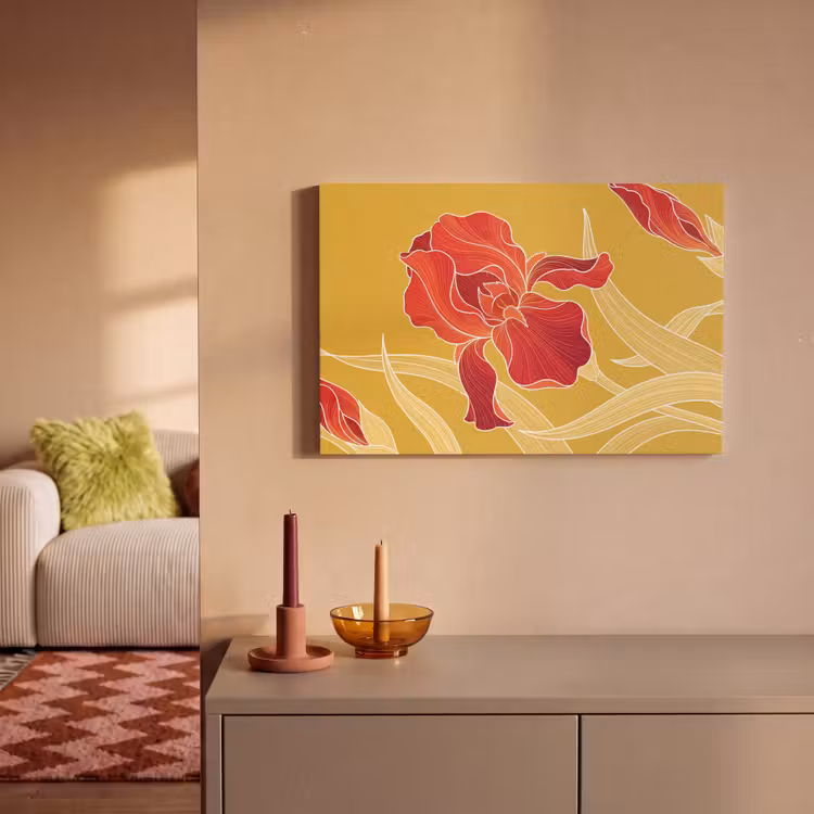 Canvas Print - Flowers - Illustration - Red - Bloemen - Illustratie - Rood canvas 2cm klein