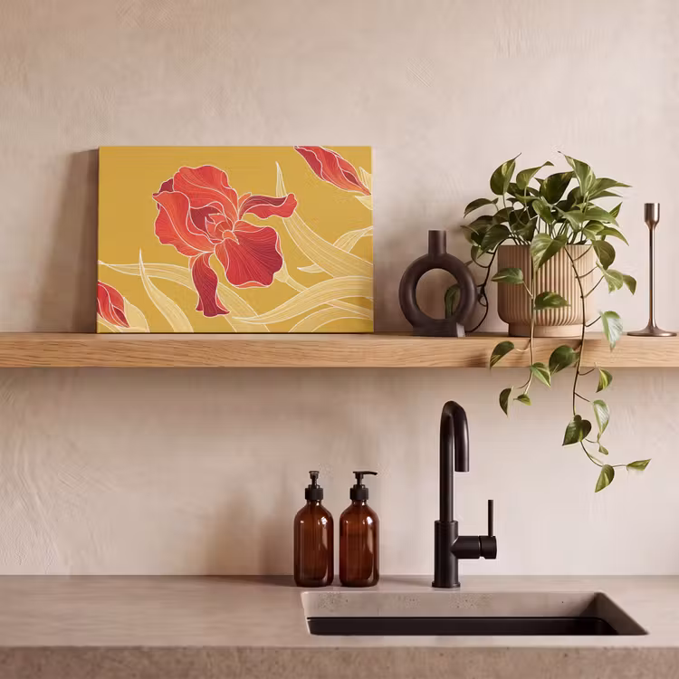 Canvas Print - Flowers - Illustration - Red - Bloemen - Illustratie - Rood canvas 2cm klein