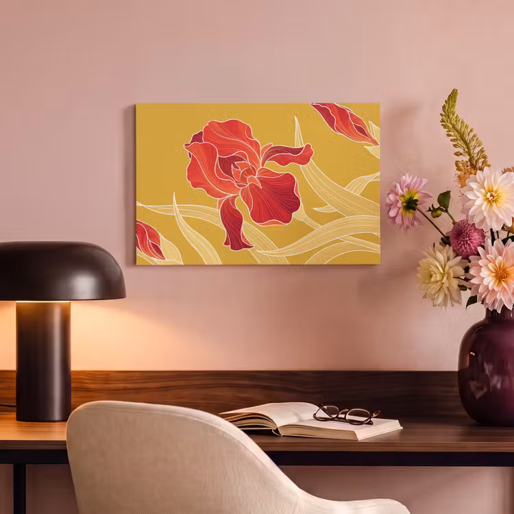 Canvas Print - Flowers - Illustration - Red - Bloemen - Illustratie - Rood canvas 2cm klein