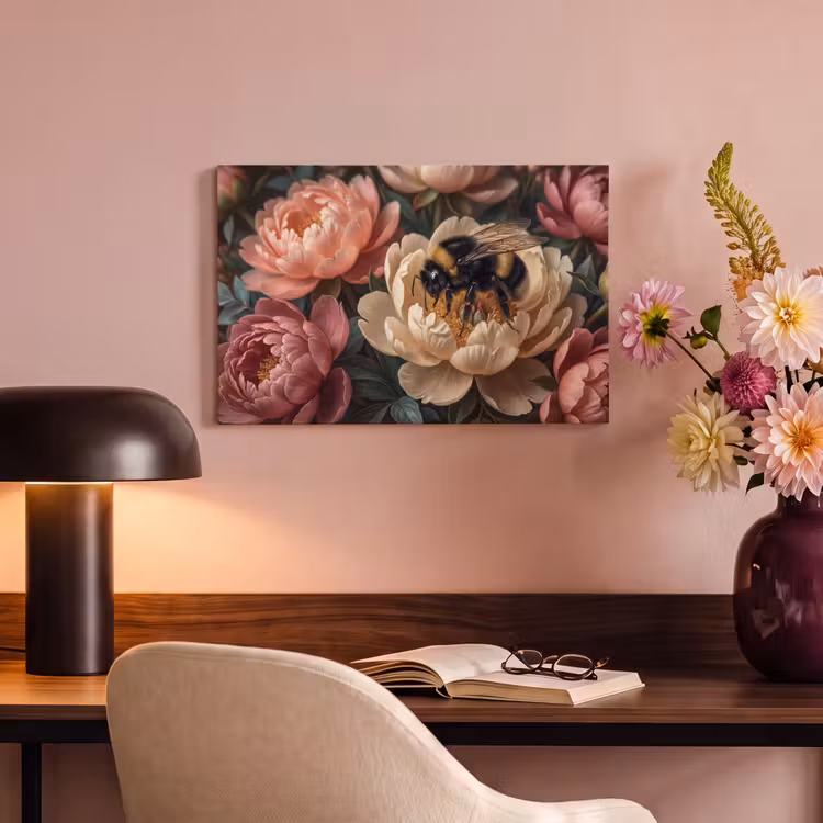 Bloemen - Insect - Natuur - Roze canvas 2cm klein -sfeer4