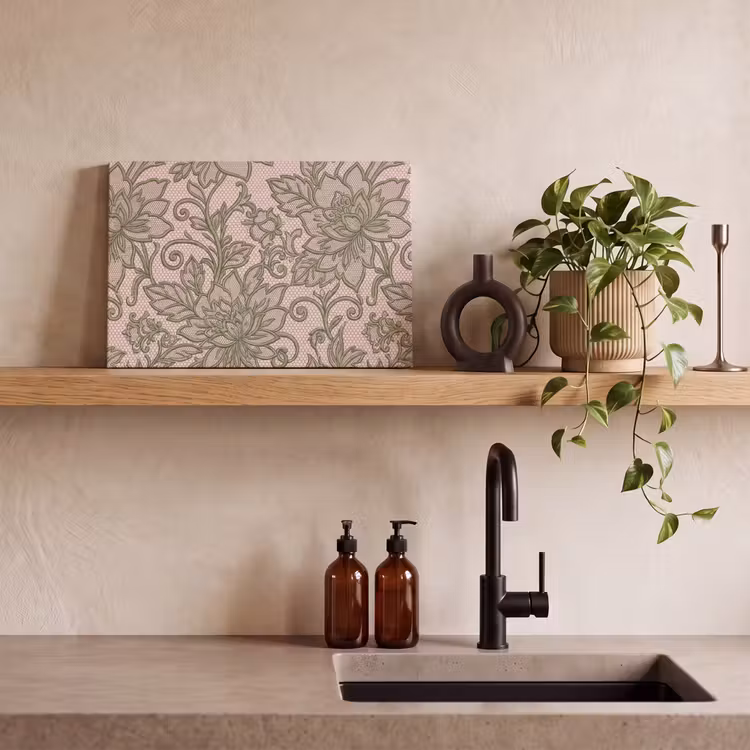 Bloemen - Kant - Patroon - Klassiek - Groen canvas 2cm klein -sfeer3