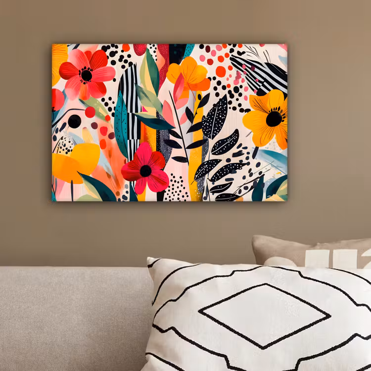 Bloemen - Bladeren - Abstract - Kleurrijk canvas 2cm klein -sfeer3