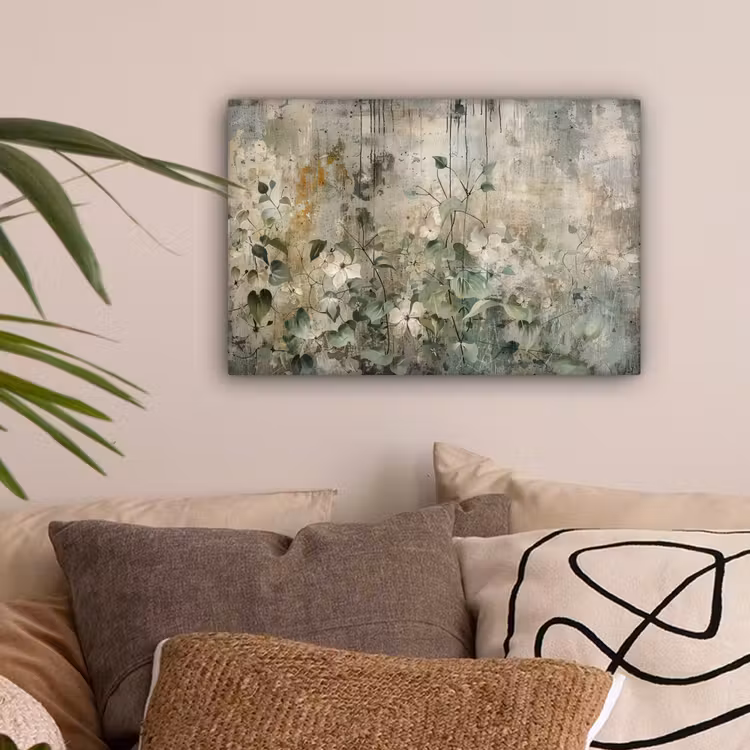 Bloemen - Bladeren - Abstract - Modern canvas 2cm klein -sfeer1