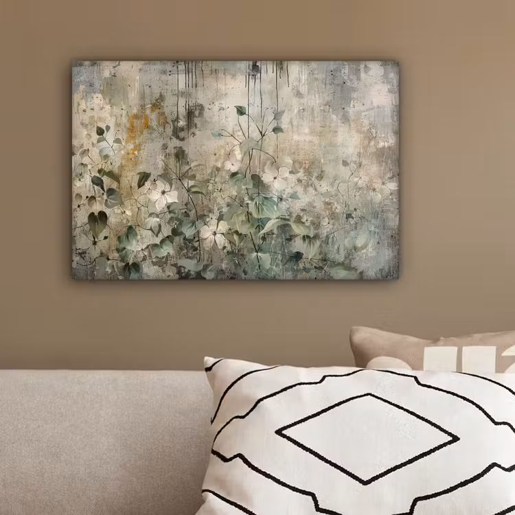 Bloemen - Bladeren - Abstract - Modern canvas 2cm klein -sfeer3