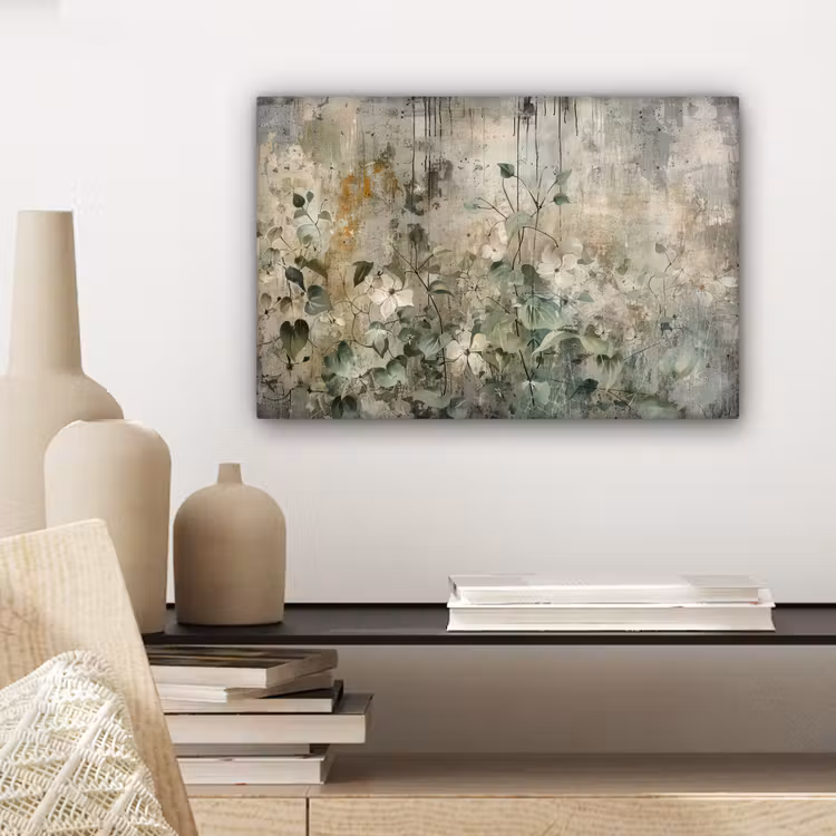 Bloemen - Bladeren - Abstract - Modern canvas 2cm klein -sfeer6