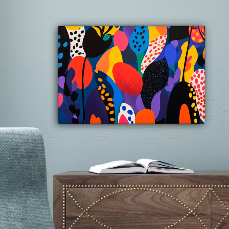 Bloemen - Bladeren - Abstract - Rood canvas 2cm klein -sfeer4