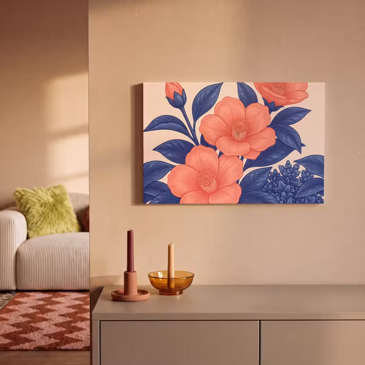 Canvas Print - Flowers - Leaves - Botanical - Bloemen - Bladeren - Botanisch canvas 2cm klein