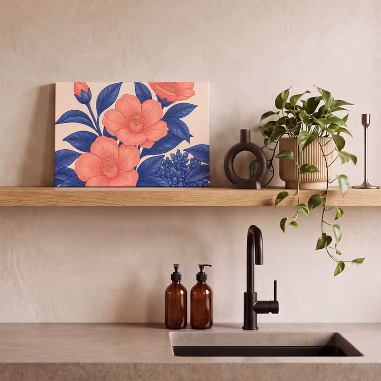 Canvas Print - Flowers - Leaves - Botanical - Bloemen - Bladeren - Botanisch canvas 2cm klein