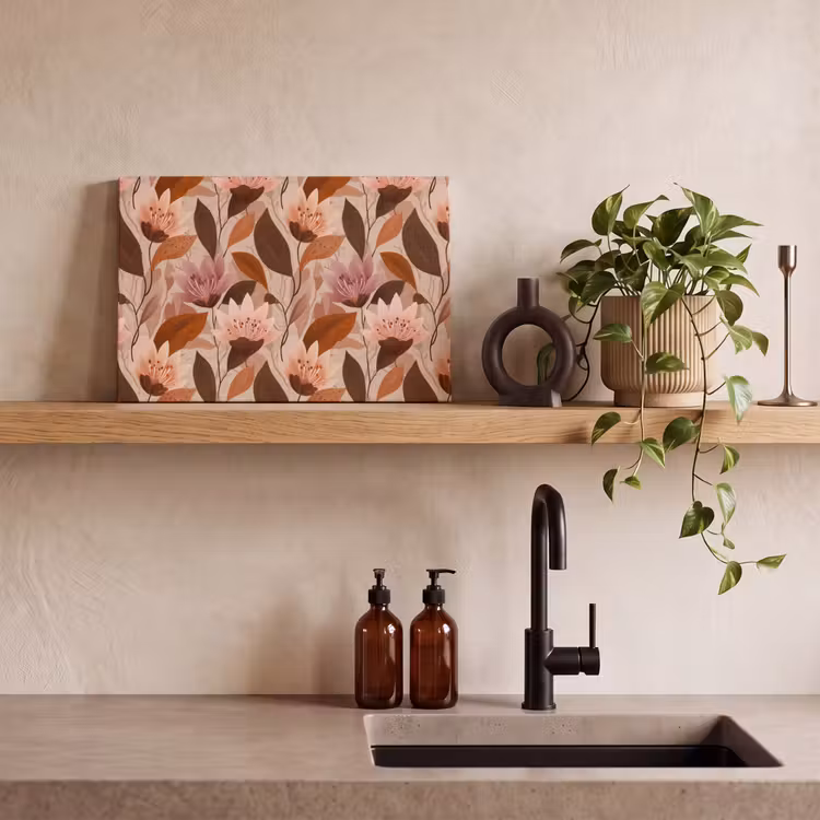 Bloemen - Bladeren - Bruin canvas 2cm klein 34 -sfeer3