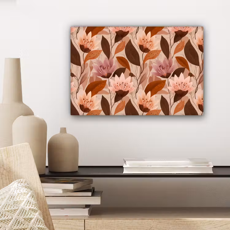 Bloemen - Bladeren - Bruin canvas 2cm klein 34 -sfeer6