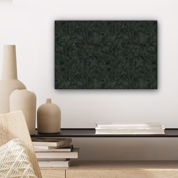 Bloemen - Lijnen - Groen canvas 2cm klein 34 -sfeer6