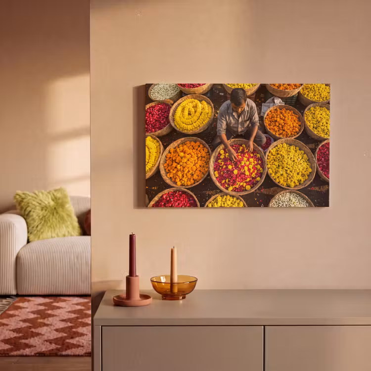 Canvas Print - Flowers - Market - Colorful - Bloemen - Markt - Kleurrijk canvas 2cm klein