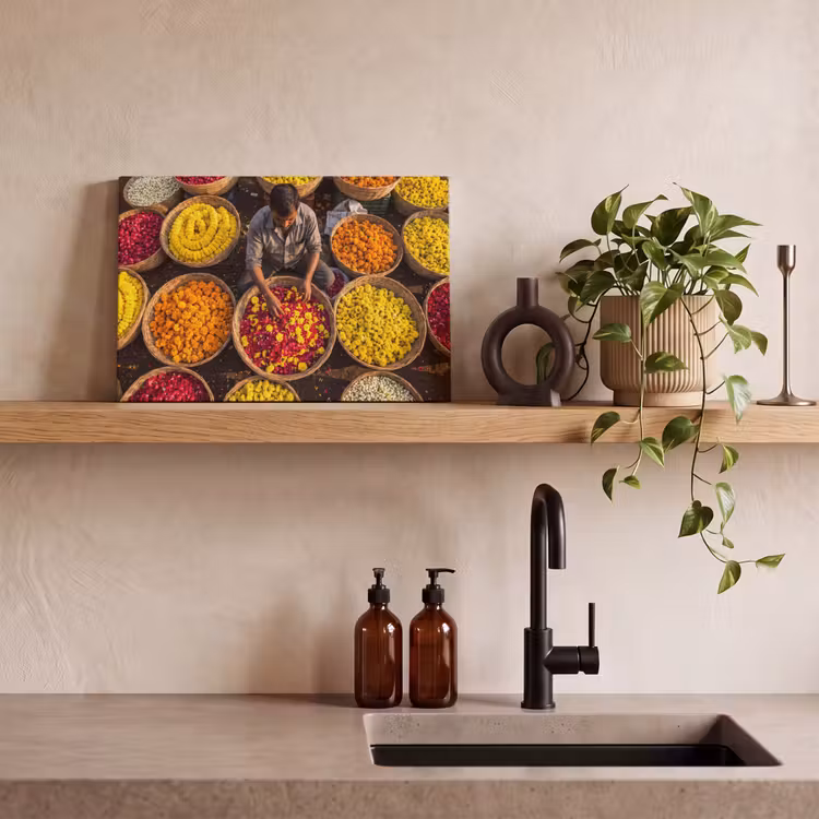 Canvas Print - Flowers - Market - Colorful - Bloemen - Markt - Kleurrijk canvas 2cm klein