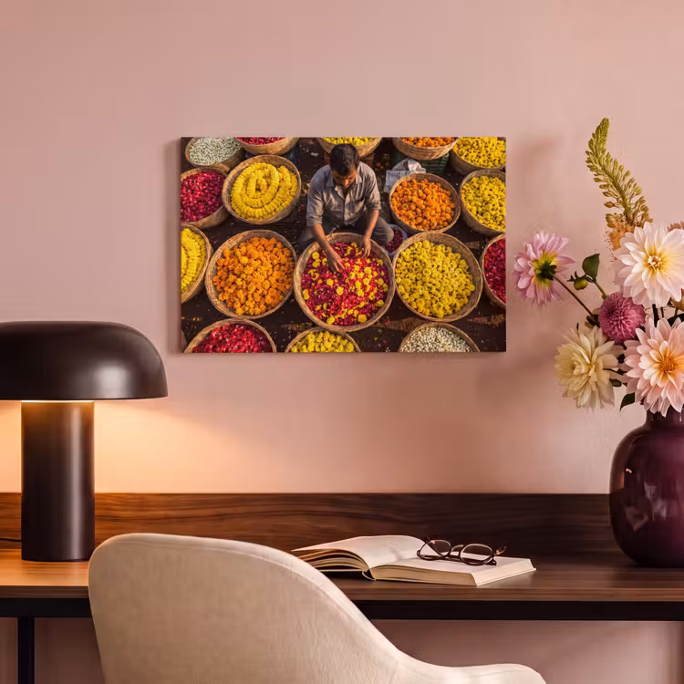 Canvas Print - Flowers - Market - Colorful - Bloemen - Markt - Kleurrijk canvas 2cm klein