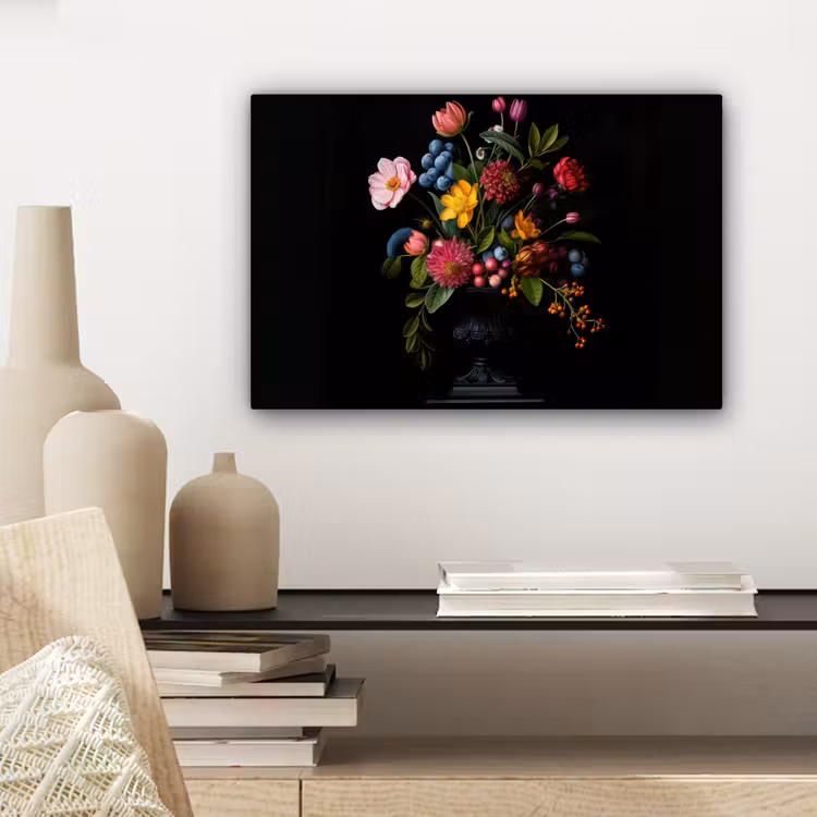 Bloemen - Vrolijk - Vaas canvas 2cm klein -sfeer6