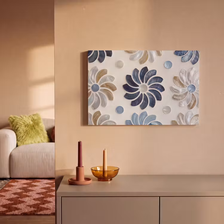 Bloemen - Parelmoer - Abstract - Patroon - Blauw canvas 2cm klein -sfeer1