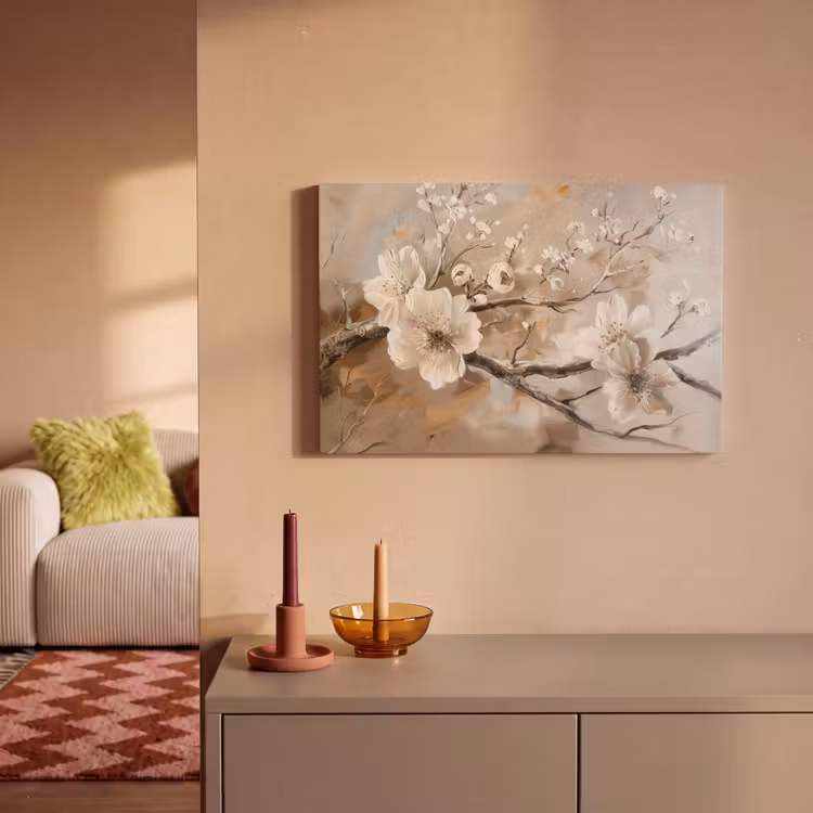 Bloemen - Natuur - Wit - Bloesem - Abstract canvas 2cm klein -sfeer1