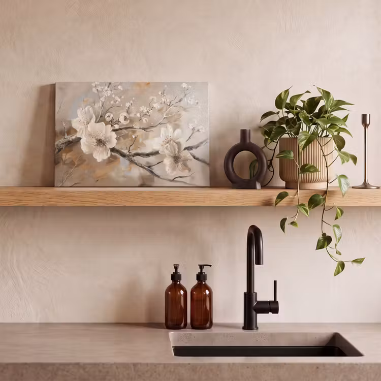 Bloemen - Natuur - Wit - Bloesem - Abstract canvas 2cm klein -sfeer3