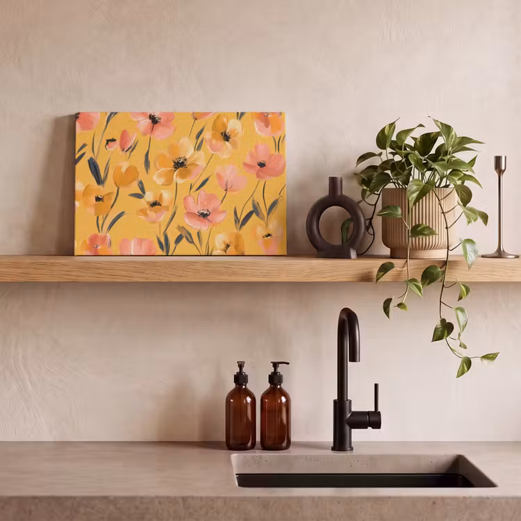 Bloemen - Geschilderd - Geel canvas 2cm klein -sfeer3