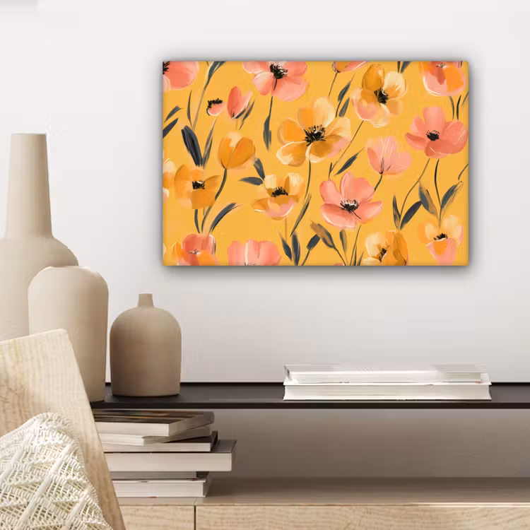 Bloemen - Geschilderd - Geel canvas 2cm klein -sfeer6