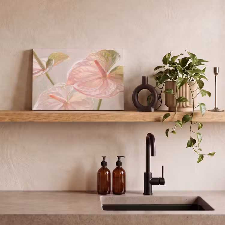 Bloemen - Pastel - Abstract - Natuur - Groen canvas 2cm klein -sfeer3