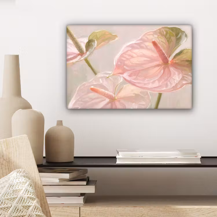 Bloemen - Pastel - Abstract - Natuur - Groen canvas 2cm klein -sfeer6