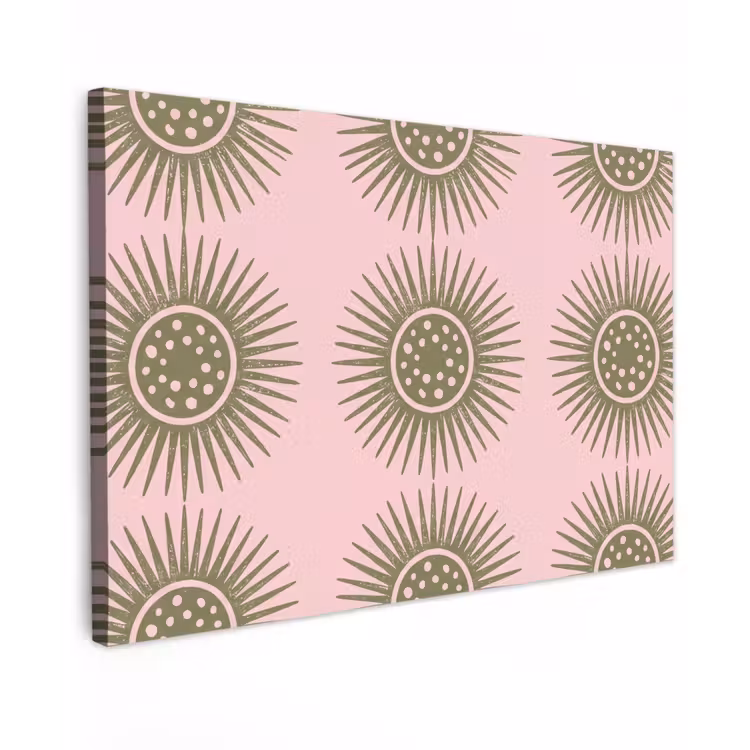 Bloemen - Patroon - Abstract - Roze - Groen canvas 2cm klein -z3d