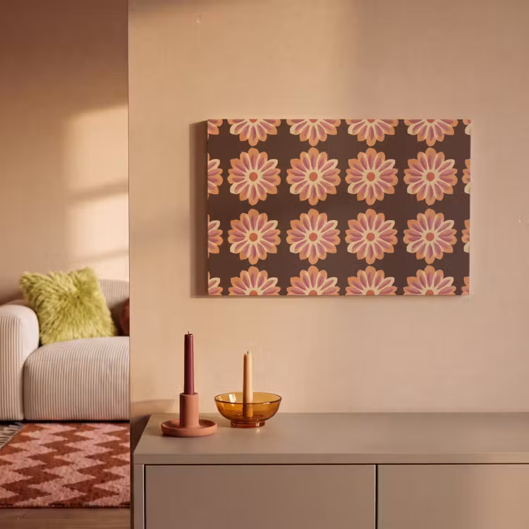 Bloemen - Patroon - Bruin canvas 2cm klein 34 -sfeer1
