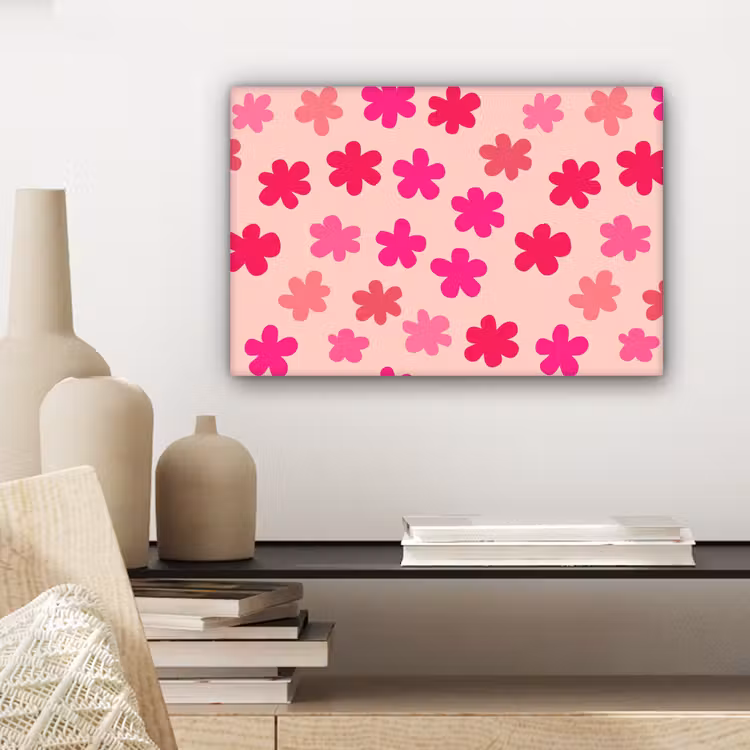 Bloemen - Patroon - Roze canvas 2cm klein -sfeer6