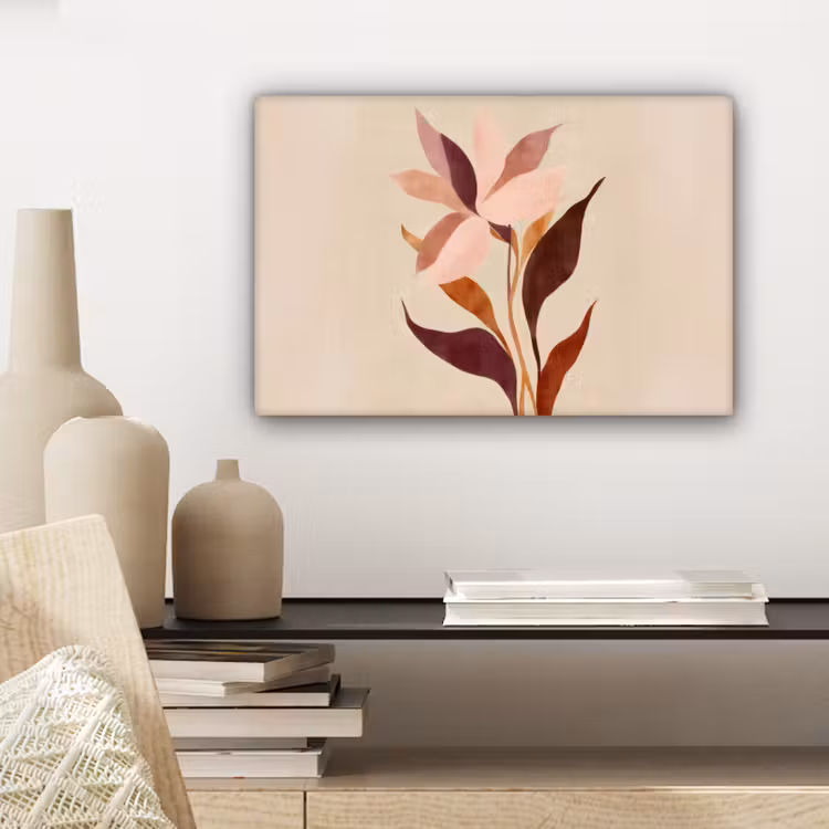 Bloemen - Blaadjes - Minimalistisch - Roze canvas 2cm klein -sfeer6