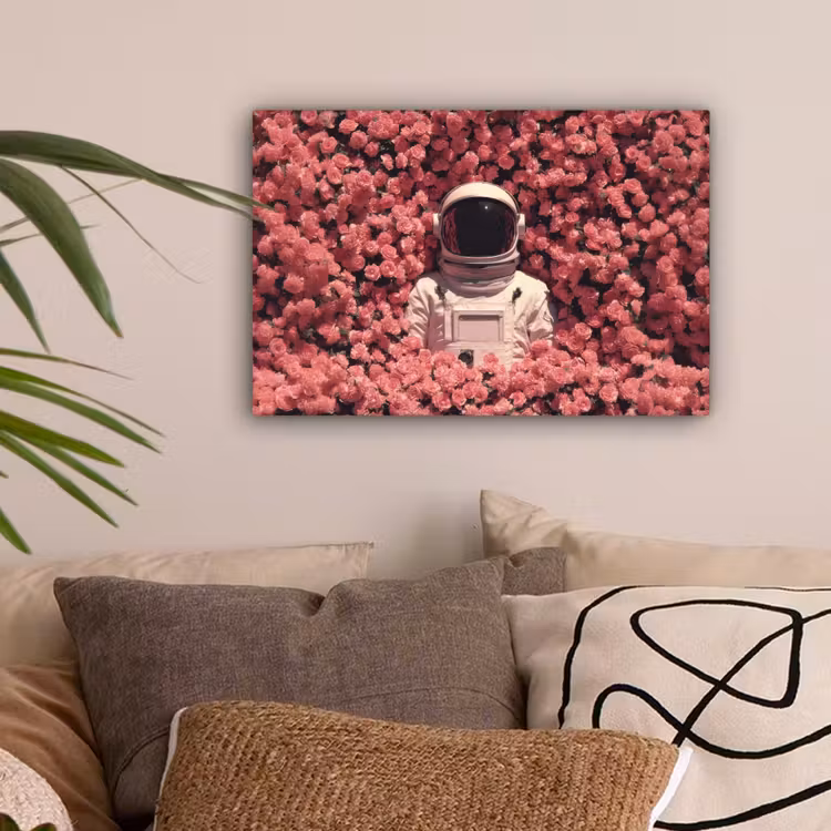 Bloemen - Roze - Astronaut canvas 2cm klein -sfeer1