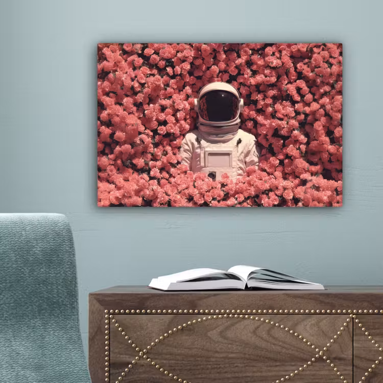 Bloemen - Roze - Astronaut canvas 2cm klein -sfeer4