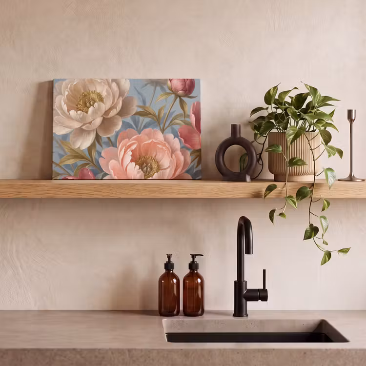 Bloemen - Roze - Beige - Modern - Natuur canvas 2cm klein -sfeer3