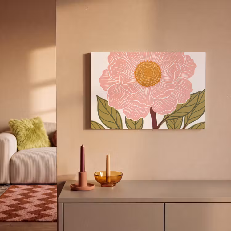 Canvas Print - Flowers - Pink - Illustration - Bloemen - Roze - Illustratie canvas 2cm klein