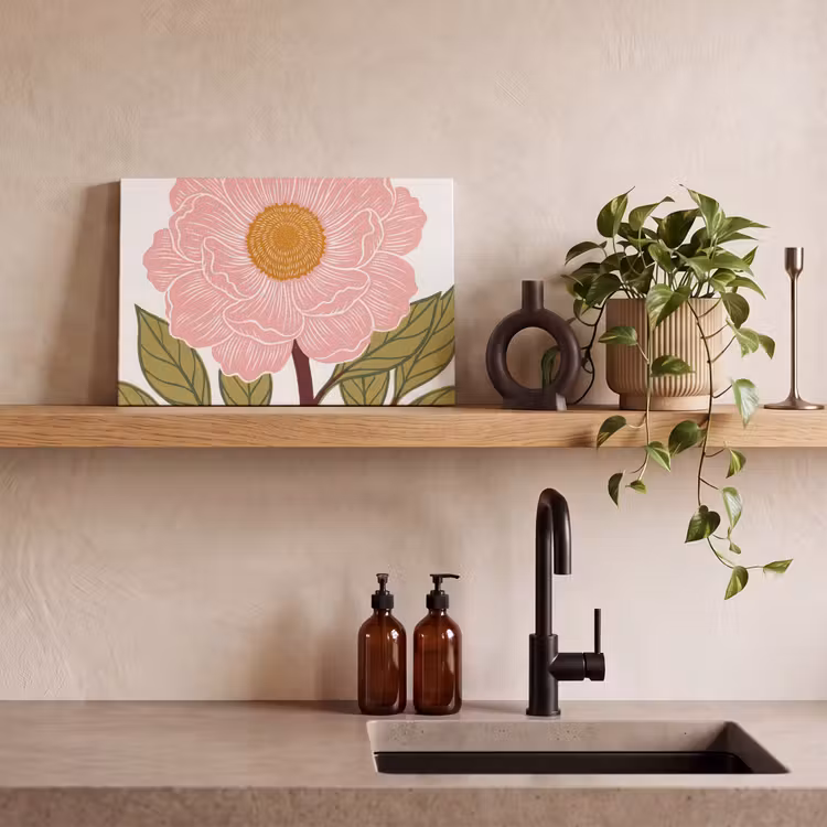 Canvas Print - Flowers - Pink - Illustration - Bloemen - Roze - Illustratie canvas 2cm klein