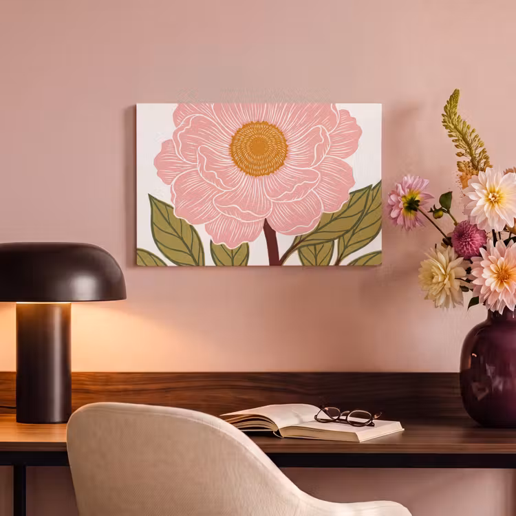 Canvas Print - Flowers - Pink - Illustration - Bloemen - Roze - Illustratie canvas 2cm klein