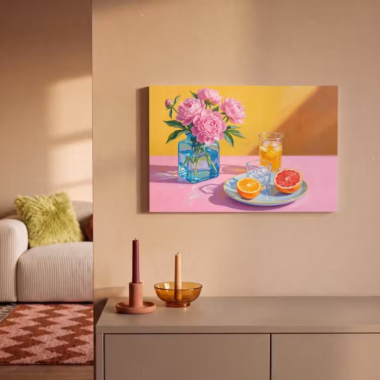 Canvas Print - Flowers - Pink - Modern - Bloemen - Roze - Modern canvas 2cm klein